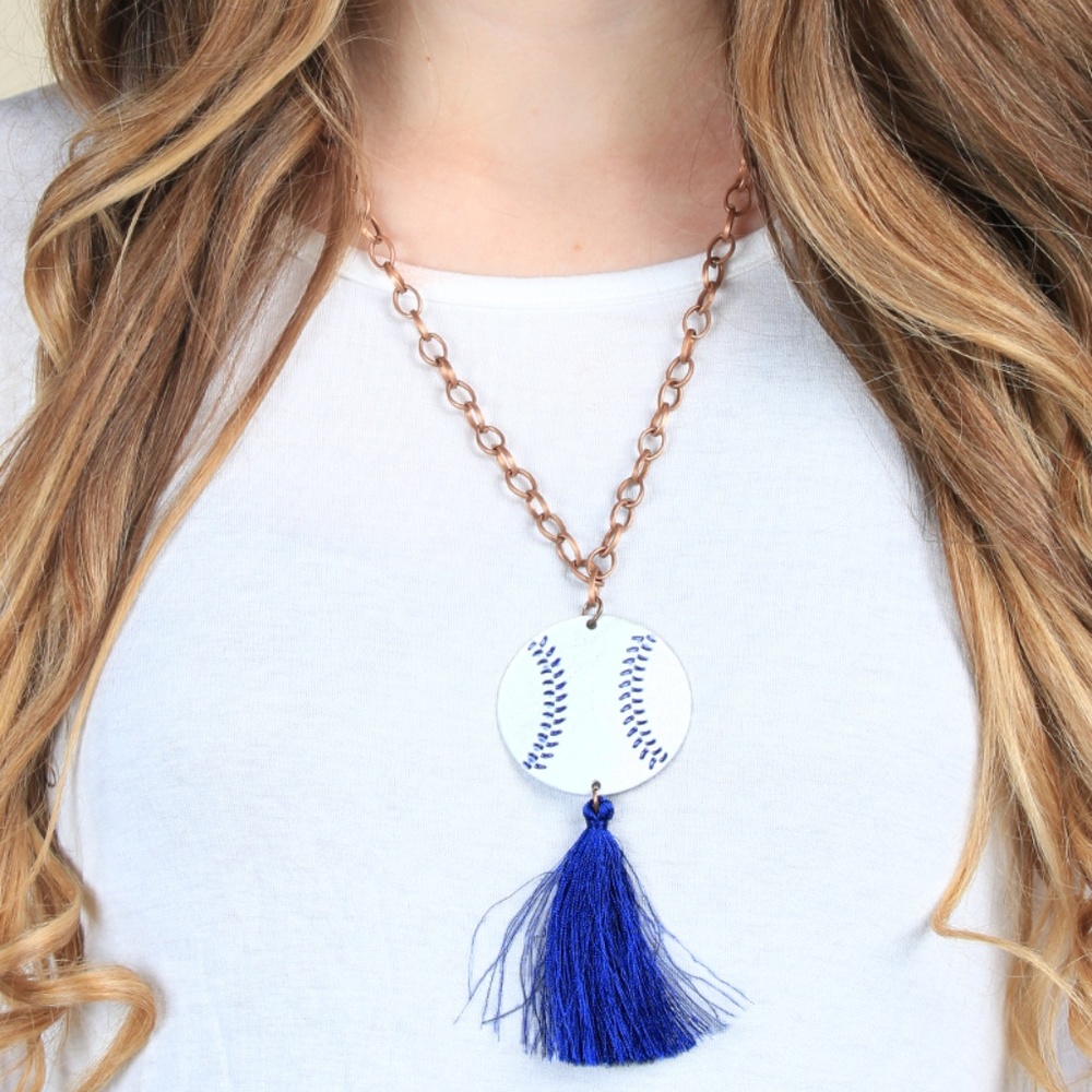 Baseball and Tassel Necklace